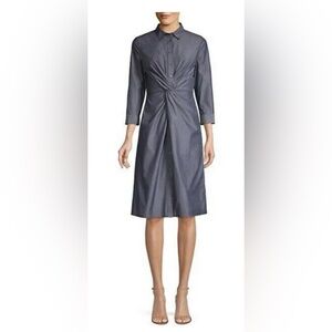 Lafayette 148 New York Charcoal Twist-Front Dress